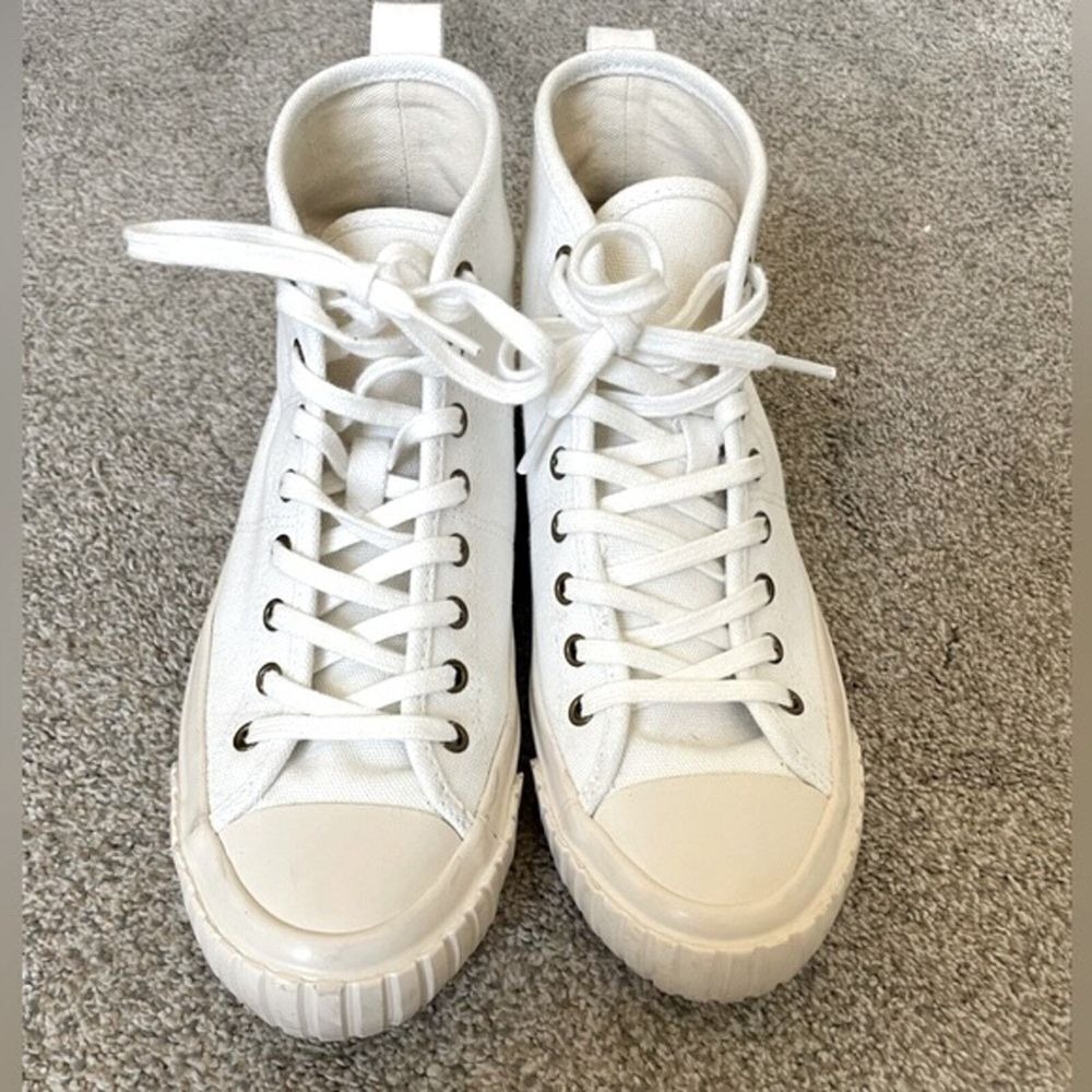 J.Crew -‎ Classic High-Top Sneakers Upper Cloth & Rubber Sole - Cream - Size 6.5 - Picture 2 of 11